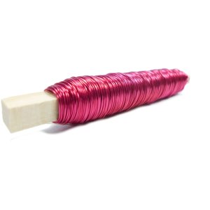 Kupferlackdraht 0,5mm - 100gr. Holzstab - Farbe / Pink